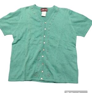 VTG‎ Sag Harbor Teal Lightweight Cardigan Size Medium Office Business Casual